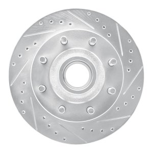 Ford E-350 Econoline Brake Rotor (1) - Front Right - R1 Concepts - Drilled & Slotted - Silver - `95-`04